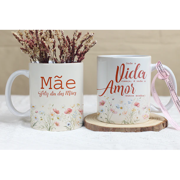 4 Artes para Caneca Dia das Mães Floral Arquivo Editável 1