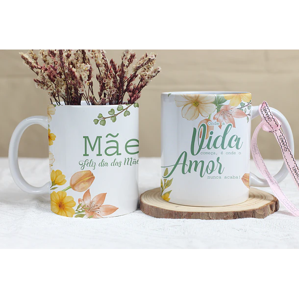 4 Artes para Caneca Dia das Mães Floral Arquivo Editável 3