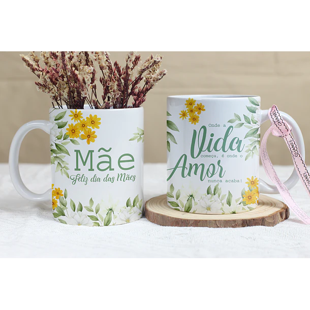 4 Artes para Caneca Dia das Mães Floral Arquivo Editável 4