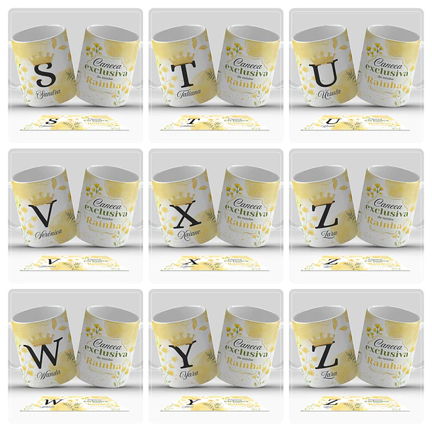 26 Artes para Caneca Alfabeto Minha Rainha Arquivo em Jpg  2