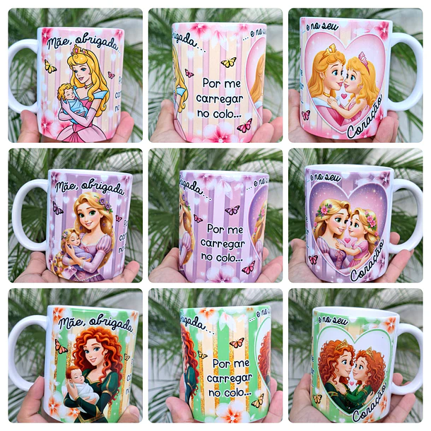 15 Artes para Caneca Dia das Mães Mãe, Obrigada... Princesas Arquivo em Jpg 3