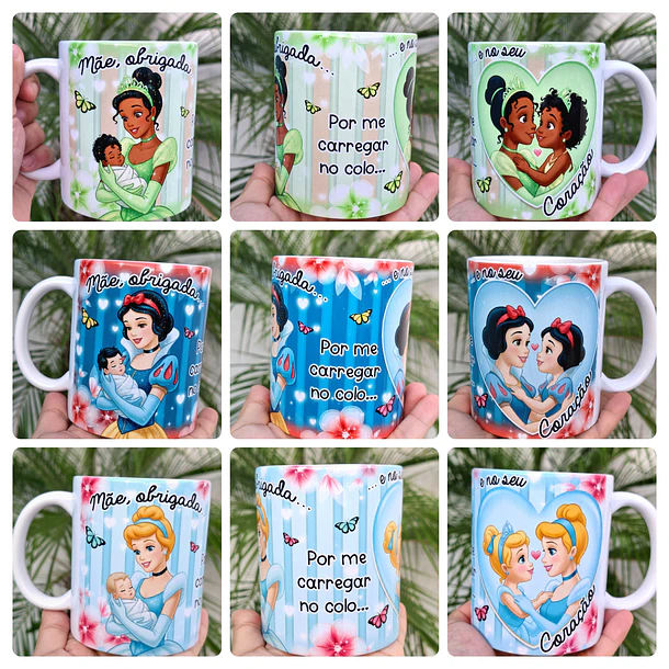 15 Artes para Caneca Dia das Mães Mãe, Obrigada... Princesas Arquivo em Jpg 4
