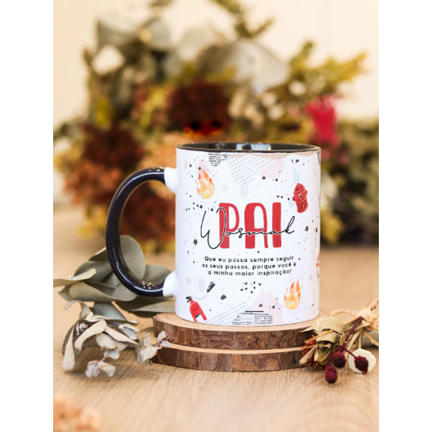 Artes para Caneca Meu herói Bombeiro Dia dos Pais em Png 1