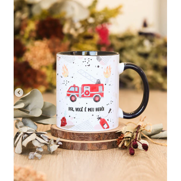 Artes para Caneca Meu herói Bombeiro Dia dos Pais em Png 2