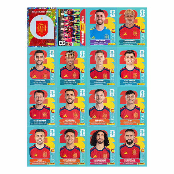 Figurinhas Espanha Copa do Mundo 2026 para Imprimir – Seleção Completa (PDF) 