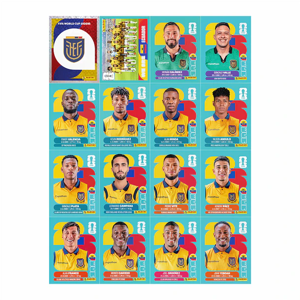 Figurinhas Equador Copa do Mundo 2026 para Imprimir – Seleção Completa (PDF)  1
