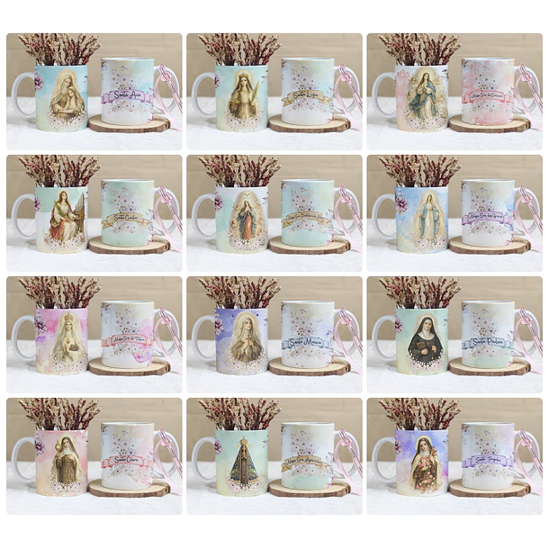 14 Artes para Caneca Santinhos Católicos Arquivo Editável 