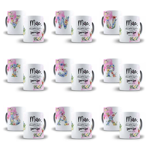 52 Artes para Azulejo e Caneca Alfabeto Dia das Mães Arquivo em Png  1