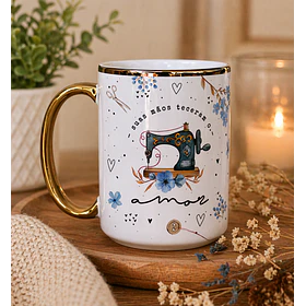 Artes para Caneca Costureira Suas Mãos teceram o amor - Mãe Azul Bebe em Png 