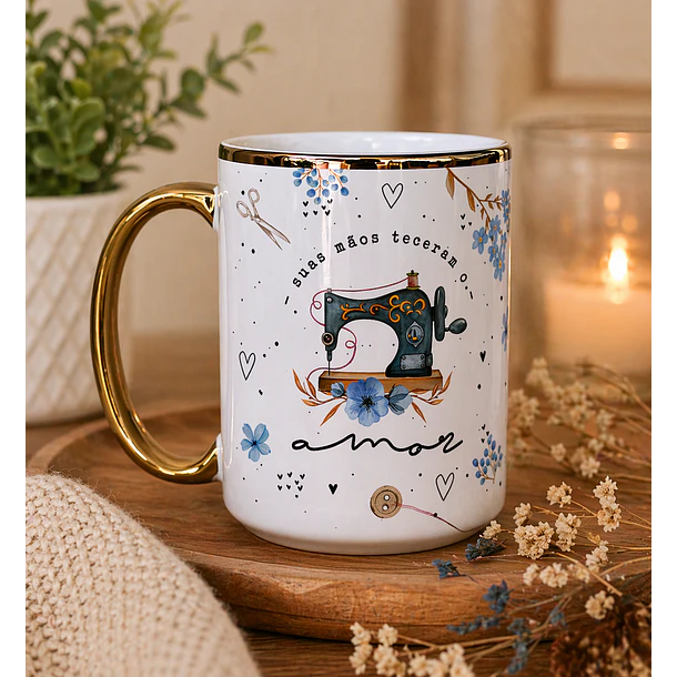 Artes para Caneca Costureira Suas Mãos teceram o amor - Mãe Azul Bebe em Png  1
