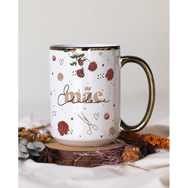 Artes para Caneca Costureira Suas Mãos teceram o amor - Mãe Marsala Croche em Png 2