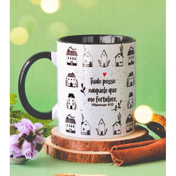 Artes para Caneca Tudo posso naquele que me fortalece em Png 