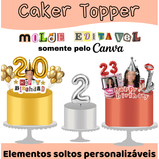Arquivos para Topper de Bolo Cake Arquivo em Canva 11