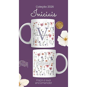 Artes para Caneca Frases Alfabeto Iniciais Arquivo Editável em Canva