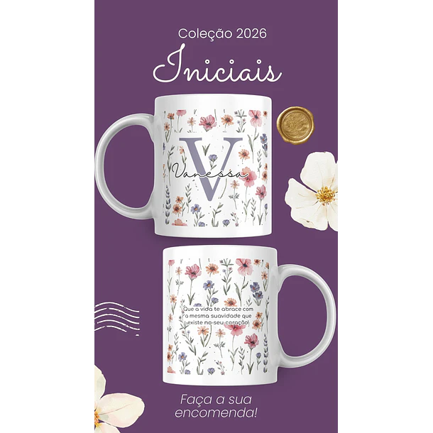 Artes para Caneca Frases Alfabeto Iniciais Arquivo Editável em Canva 1