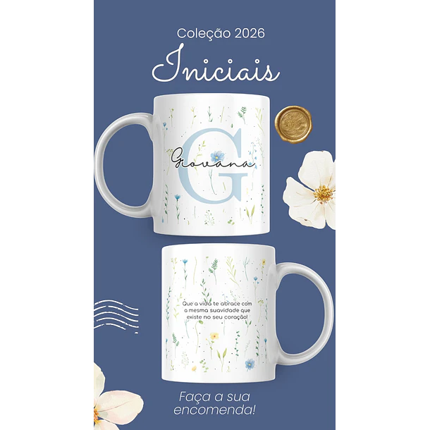 Artes para Caneca Frases Alfabeto Iniciais Arquivo Editável em Canva 5