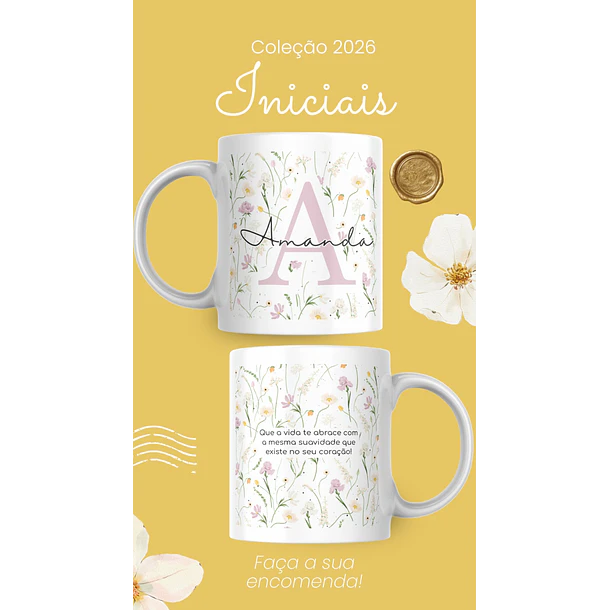 Artes para Caneca Frases Alfabeto Iniciais Arquivo Editável em Canva 10