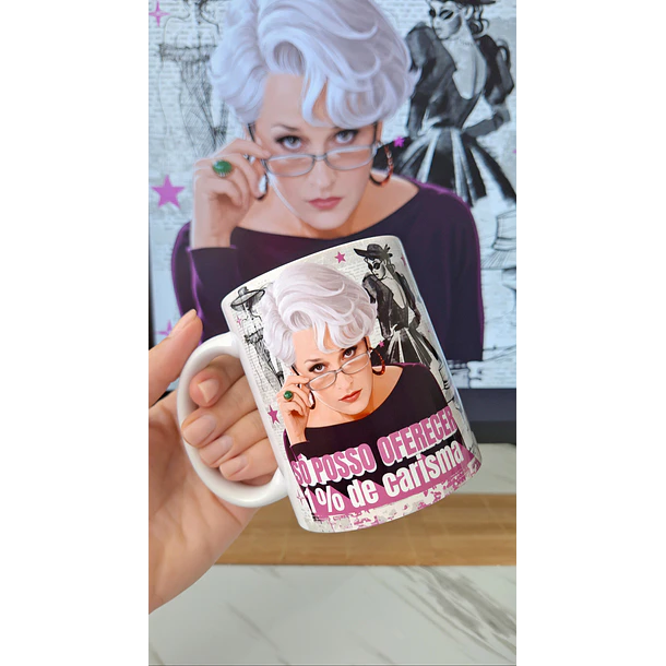 Arte Caneca Só posso oferecer 1% de carisma - Filme O Diabo Veste Prada Arquivo em Png 1