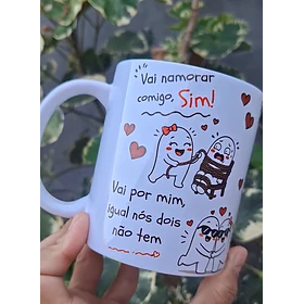 Arte Caneca Vai namorar comigo? Sim!, Se reclamar, cê vai casar também, Seu coração é meu e o meu é seu também, Vai por mim, igual nós dois não tem, Com comunhão de bens. Arquivo em Pdf 