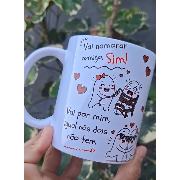 Arte Caneca Vai namorar comigo? Sim!, Se reclamar, cê vai casar também, Seu coração é meu e o meu é seu também, Vai por mim, igual nós dois não tem, Com comunhão de bens. Arquivo em Pdf  1