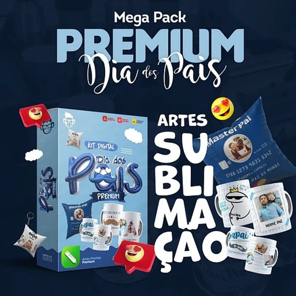 Kit Completo Dia dos Pais  + de 1800 Artes sendo para Canecas, Camisas, Almofadas e Azulejos -  Download Imediato 1