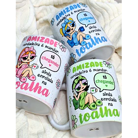 3 Artes para Caneca Amizade Verdadeira Meninas Super Poderosas Arquivo em Png