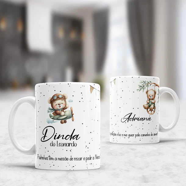 10 Artes para Caneca Padrinhos Ursinhos Minimalista Arquivo Editável  1