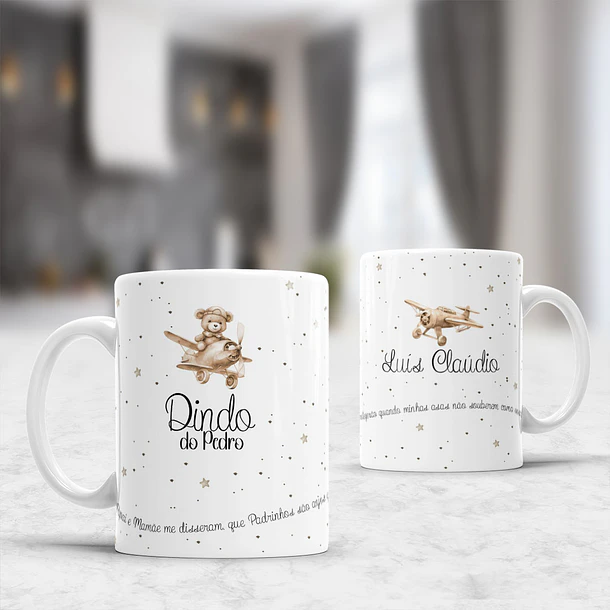 10 Artes para Caneca Padrinhos Ursinhos Minimalista Arquivo Editável  8