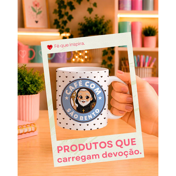10 Artes para Caneca Santinhos Catolicos Café com Voce Arquivo Editável  4
