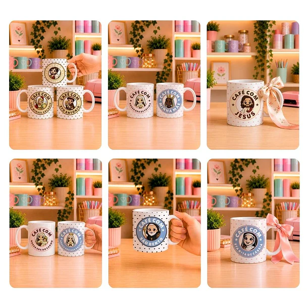 10 Artes para Caneca Santinhos Catolicos Café com Voce Arquivo Editável  5