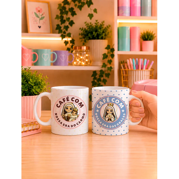10 Artes para Caneca Santinhos Catolicos Café com Voce Arquivo Editável  6