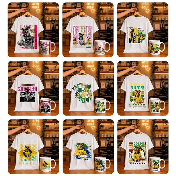 23 Artes para Caneca e Camisa Cãozinho Caramelo Brasil Arquivo em Png  4