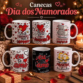 34 Artes para Caneca Almofada e Camisa Dia dos Namorados Arquivo Editável