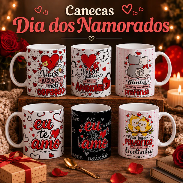 34 Artes para Caneca Almofada e Camisa Dia dos Namorados Arquivo Editável 1