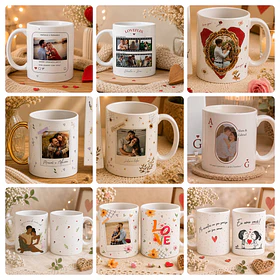 47 Artes para Caneca Dia dos Namorados Arquivos Editáveis em Canva