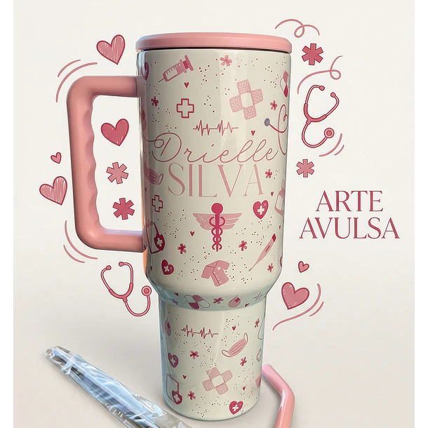Artes para Copo e Caneca Enfermagem Arquivo Editável em Canva 