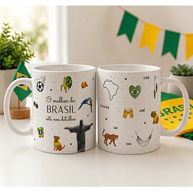 7 Artes para Caneca Brasil Copa do Mundo Arquivo Editável 