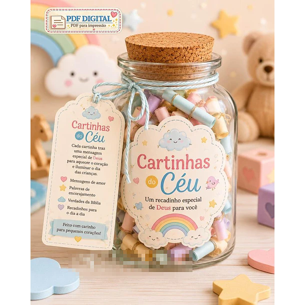 Arquivo Pote Cartinhas do Céu Para crianças Arquivo em Pdf  