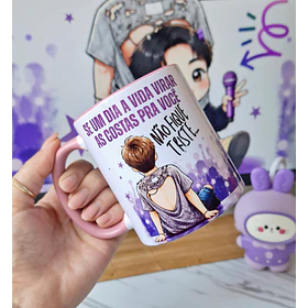 Arte para Caneca Bts JIn e Namjoon Se um dia a vida te der as costas, não fique triste... O Jin estará lá Arquivo Png