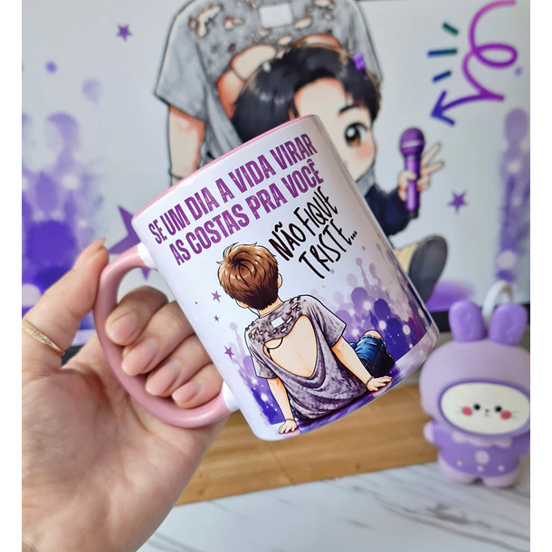 Arte para Caneca Bts JIn e Namjoon Se um dia a vida te der as costas, não fique triste... O Jin estará lá Arquivo Png 1