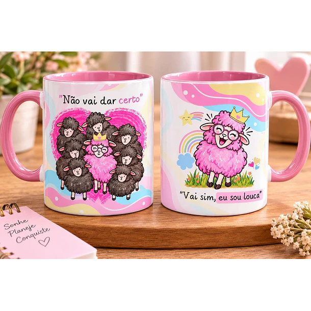 Artes para Caneca Não vai dar certo, vai sim eu sou louca - Ovelhas em Png  2