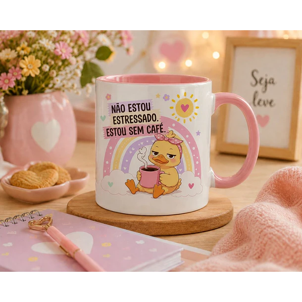 Artes para Caneca Não estou estressada estou sem café Pato em Png 