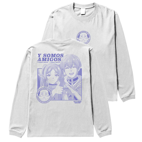 Frieren & Himmel - "Y somos amigos" - Polera manga larga DOBLE ESTAMPADO