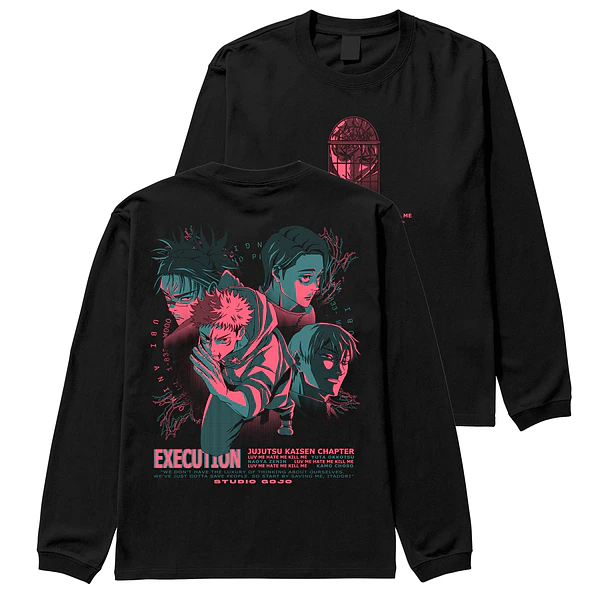 Itadori Yuji "execution" - Jujutsu Kaisen - Polera manga larga DOBLE ESTAMPADO