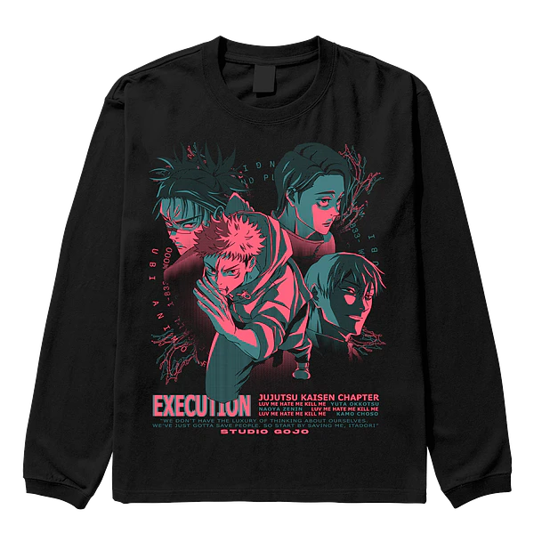 Itadori Yuji "execution" - Jujutsu Kaisen - Polera manga larga SOLO FRONTAL
