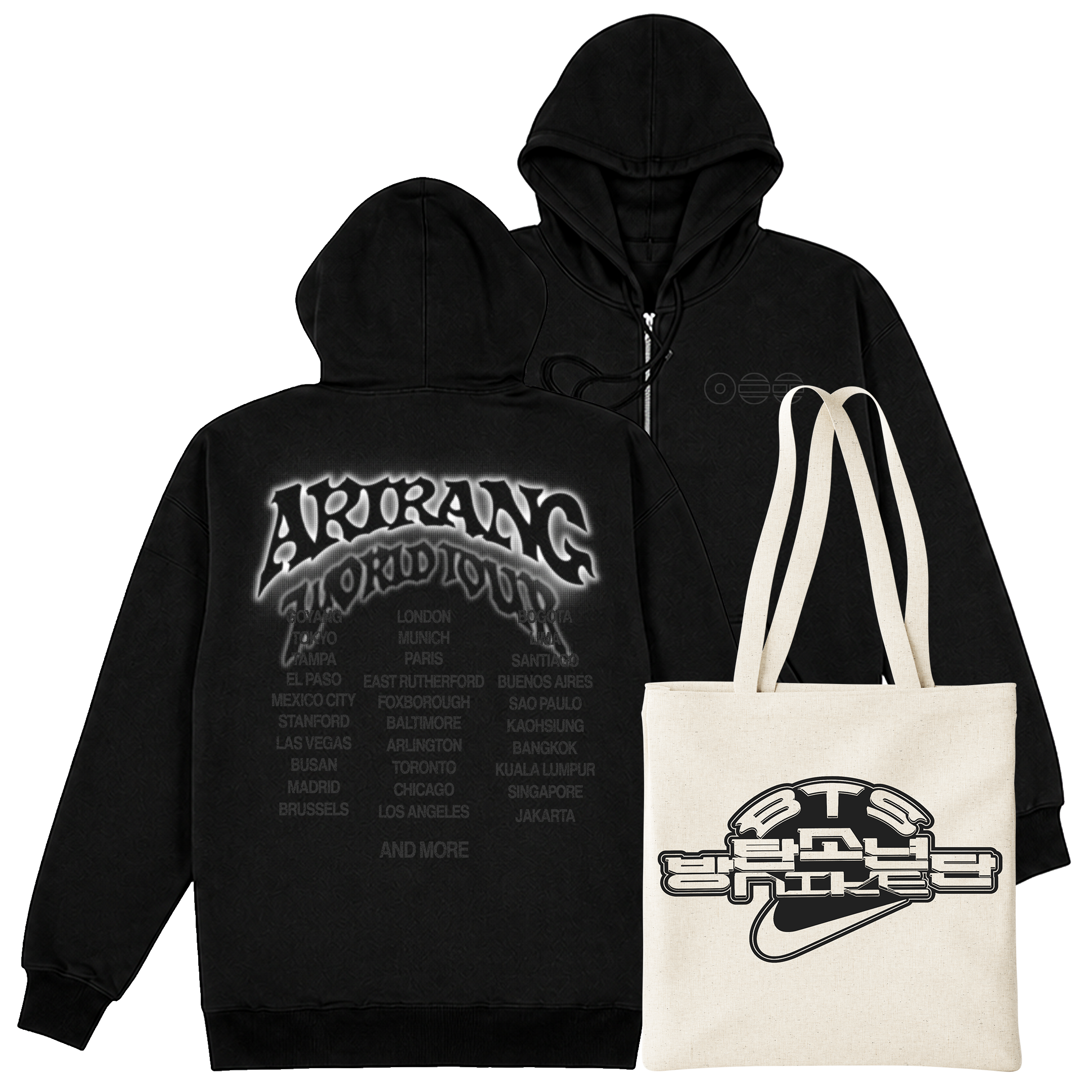 PACK PROMO NIKE Poleron con cierre BTS Arirang + Tote Bag  1