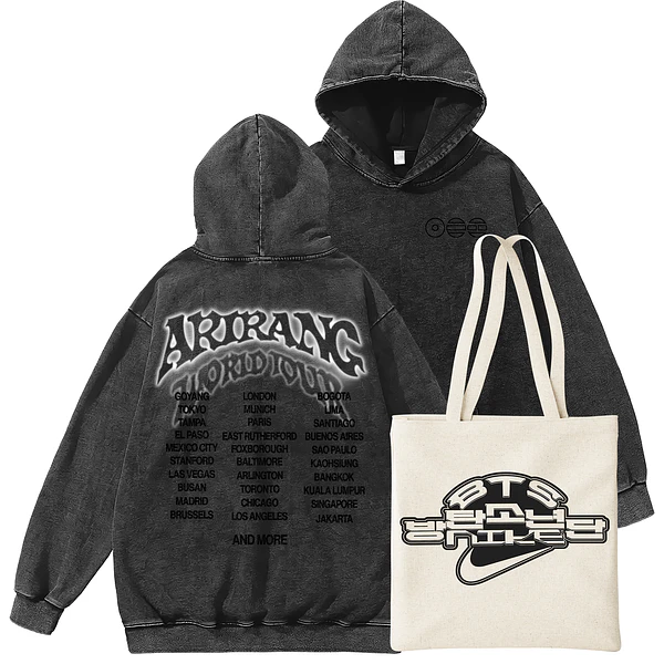 PACK PROMO NIKE Poleron Acid Wash BTS Arirang + Tote Bag 