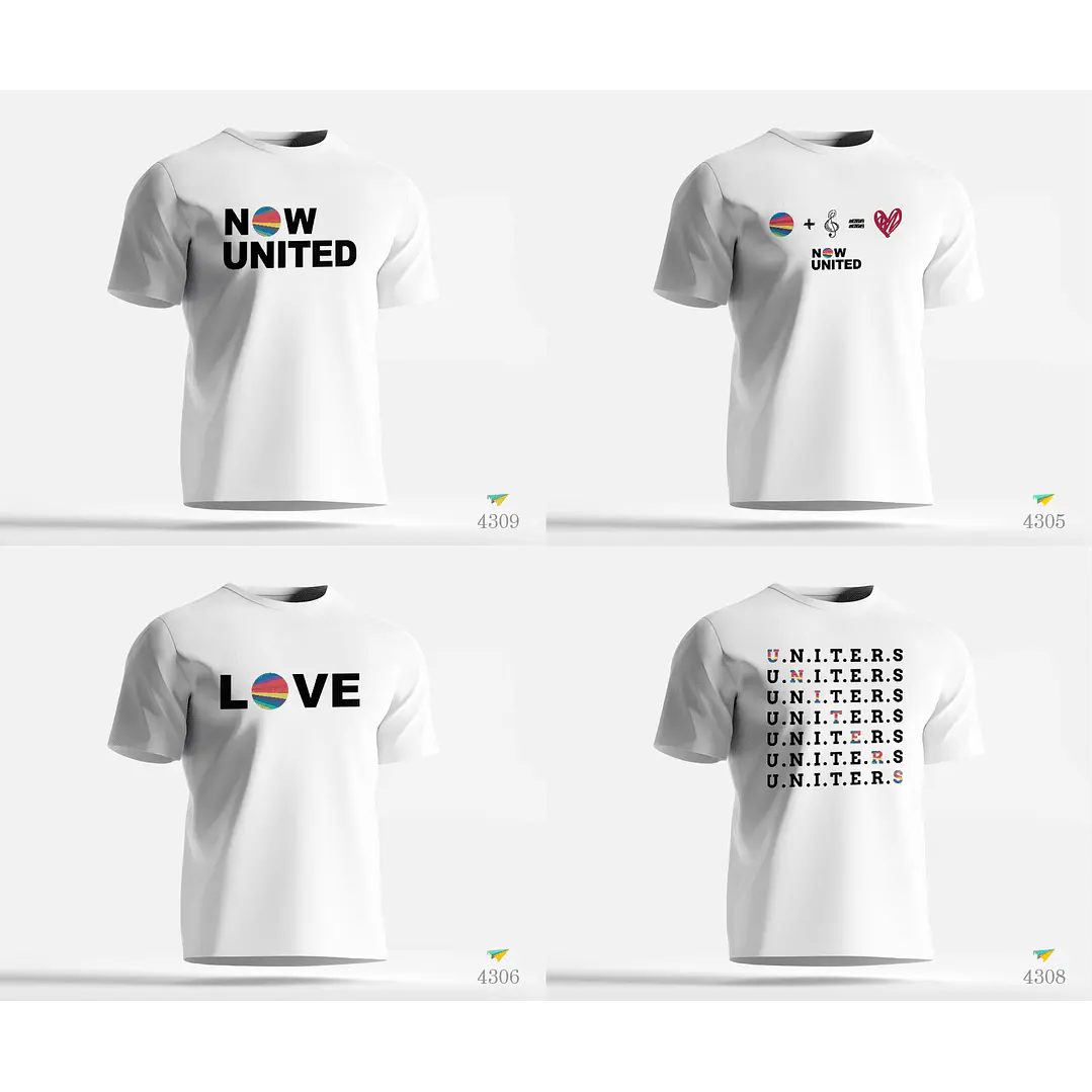 5 Artes Camisas Now United Editável em Corel Draw 1
