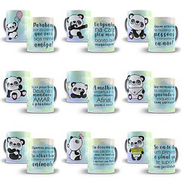 15 Artes Caneca Panda Ironico Editável em Corel Draw