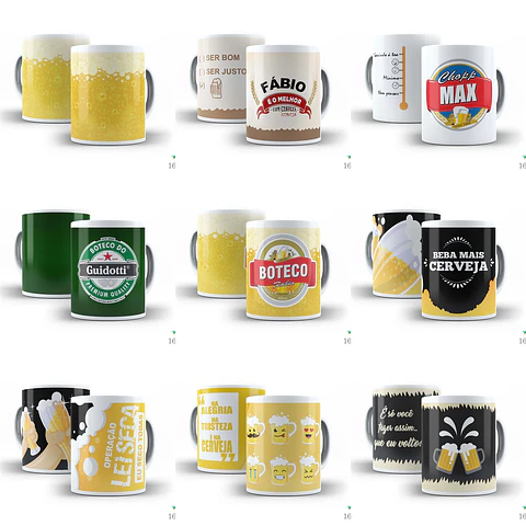19 Artes Caneca Cerveja Editável em Corel Draw